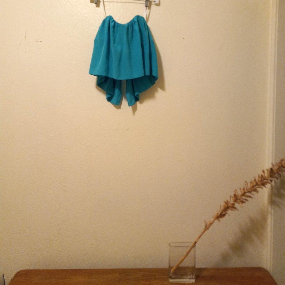 Sky Blue/Turquoise Silk Bustier/Strapless Crop Top